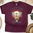 thumbnail image 1 of Christian Light Bulb Graphic T-Shirt Let Your Light Shine, Maroon, Size M, 1 of 6