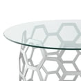 thumbnail image 4 of Inspired Home TArdeni Round Coffee Table with Geometric Hexagon Metal Frame, Silver, 4 of 7