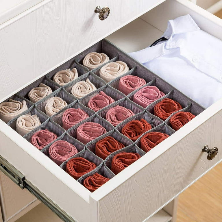 Kufutee Underwear Storage Compartment Box-Foldable Bra Organizer Drawer  with 6/7/11 Lattice Underwear Storage Divider Box for Socks, Bras, Ties