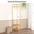 thumbnail image 2 of Giantex Corner Hall Tree, Freestanding Entryway Coat Storage Rack w/Shelves, Golden, 2 of 5
