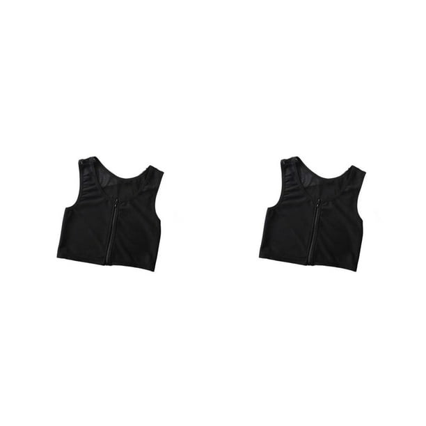 Qarigey Camiseta sin mangas Tomboy, chaleco moldeador de pecho, camisa, aglutinante, ropa interior elástica Trans, corsé corto reforzado Negro METRO 2Conjunto