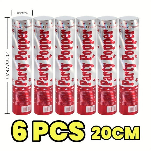 6pcs/12pcs Confetti Cannon Party Poppers, Multicolor Confetti Blaster for Birthday Graduation Wedding Christmas New Year's Eve