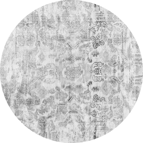 Ahgly Company Indoor Round Abstract Gray Contemporary Area Rugs, 7' Round