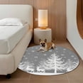 thumbnail image 3 of Winter White Elk Round Living Room Rugs 6 ft, Christmas Tree Snowflake Gray Background Washable Area Rug with Non-Slip Sturdy Edge Binding Round Carpet for Kitchen Office Bedroom, 3 of 9