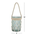 thumbnail image 3 of DecMode Blue Glass Decorative Candle Lantern with Rope Handle, 3 of 8