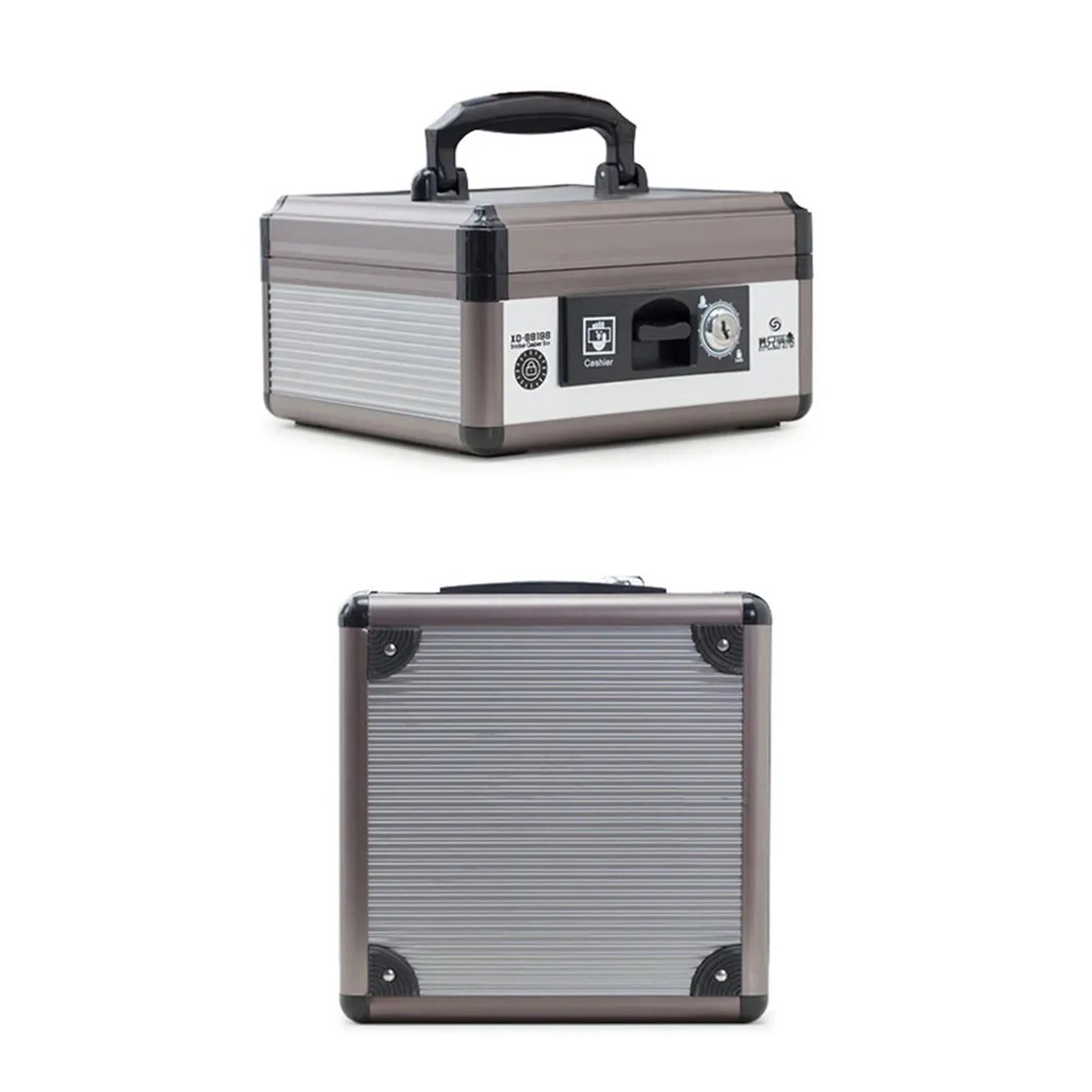 Portable Cash Register Safe Deposit Box Double Layer Metal Lock Box With Key Money Saving Organizer Safe Deposit Box ,Strong Construction