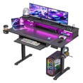 thumbnail image 4 of Sioweci Standing Desk, 48x24 Inch Adjustable Sit Stand Desk with Bookshelf & Monitor Stand, Standing Gaming Desk with LED Light Strip, Stand up Desk for Home Office, 4 of 11