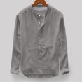 thumbnail image 4 of WREESH Men's Casual Solid Button Down Shirts Long Sleeve with Rounded Neckline, Solid Color for a Versatile Layering Piece Gray, 4 of 6