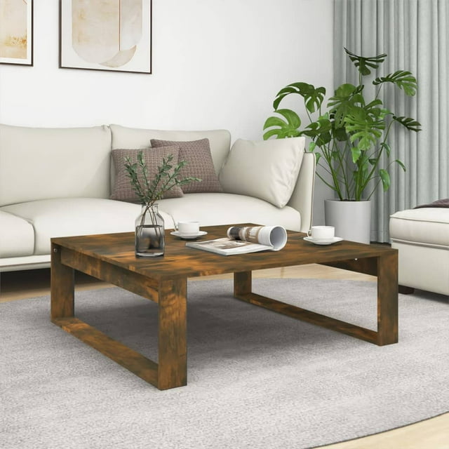 vidaXL Table Basse Chêne Fumé 100x100x35 cm Bois Manufacturé