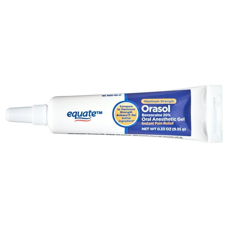 Equate Maximum Strength Orasol Oral Anesthetic Gel with 20% Benzocaine for Instant Pain Relief, 0.33 oz, Compare to Maximum Strength Anbesol® Gel Active Ingredient