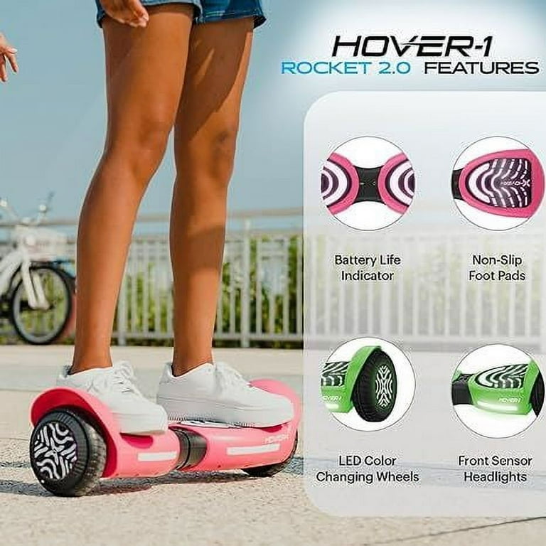 Hover 1 Rocket 2.0 Fastest Hoverboard LED Lights 7 mph Max Speed Green for Teens Walmart