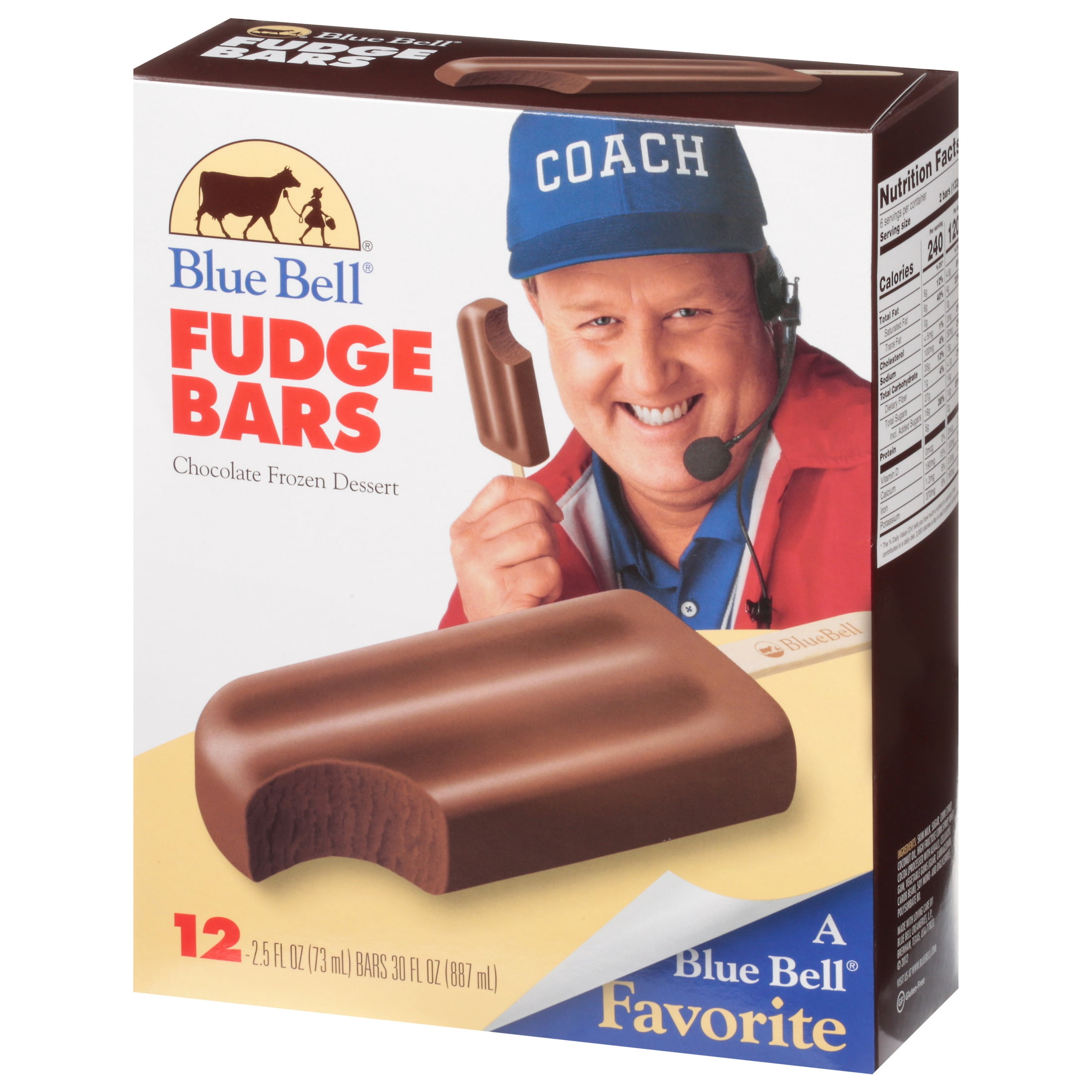 Blue Bell Chocolate Fudge Frozen Dairy Dessert Bars, 2.5 fl oz, 12 Count