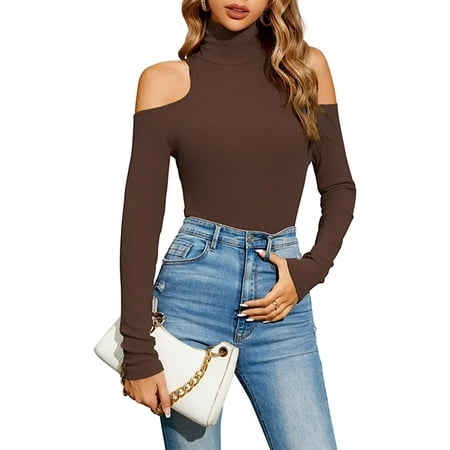 

Womens Long Sleeve/Sleeveless Mock Turtleneck Stretch Fitted Underscrubs Layer Tee Tops(50088 Brown Small)