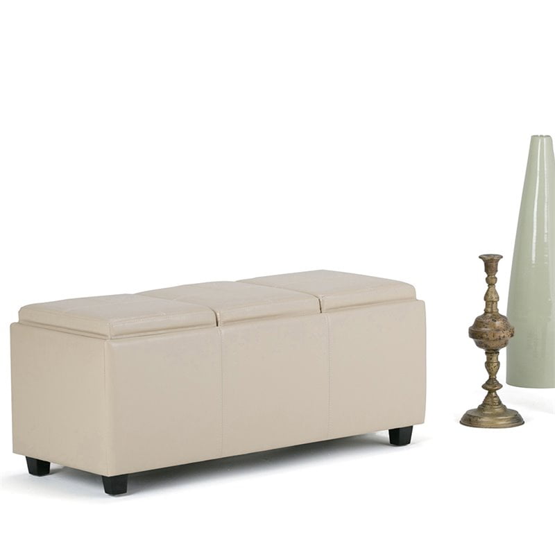 Atlin Designs Faux Leather Storage Bench in Cream