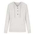 thumbnail image 5 of Womens 2026 Hooded Button Collar Drawstring Hoodies Pullover Sweatshirts Casual Long Sleeve Tops Loose Shirts, 5 of 6