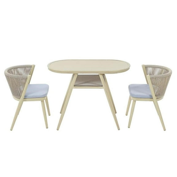 Furniture of America Morah Aluminum 3-Piece Dining Table Set in Natural Tone