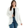 thumbnail image 2 of Pastel by Vivienne Women's Open Front Cardigan with Ruffle Detail Plus Size Ivory XX-Large, 2 of 5