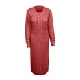 thumbnail image 3 of Offres Cyberlundi 2023 Levmjia Robes d'Automne Hiver pour Femmes 2023 Mode Femmes Col Rond Couleur Unie Fleurs de Chanvre Tricot Manches Longues Robe, 3 of 6