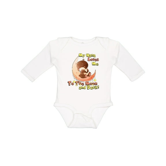 Inktastic My Nana Loves Me to the Moon and Back Boys or Girls Long Sleeve Baby Bodysuit