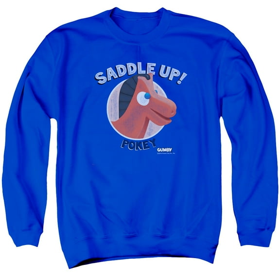 Gumby Saddle Up Adult Crewneck Sweatshirt Royal Blue