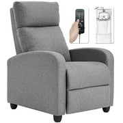 Recliner Chair for Living Room Winback Single Sofa Massage Recliner Sofa Reading Chair Home Theater Seating Modern Reclining Chair Easy Lounge with Fabric Padded Seat Backrest (Grey)