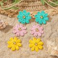 thumbnail image 5 of NICKSUN Raffia Flower Earrings, Raffia Straw Wrapped Flower Drop Dangle Earrings Summer Tropical Beach Jewelry, 5 of 8