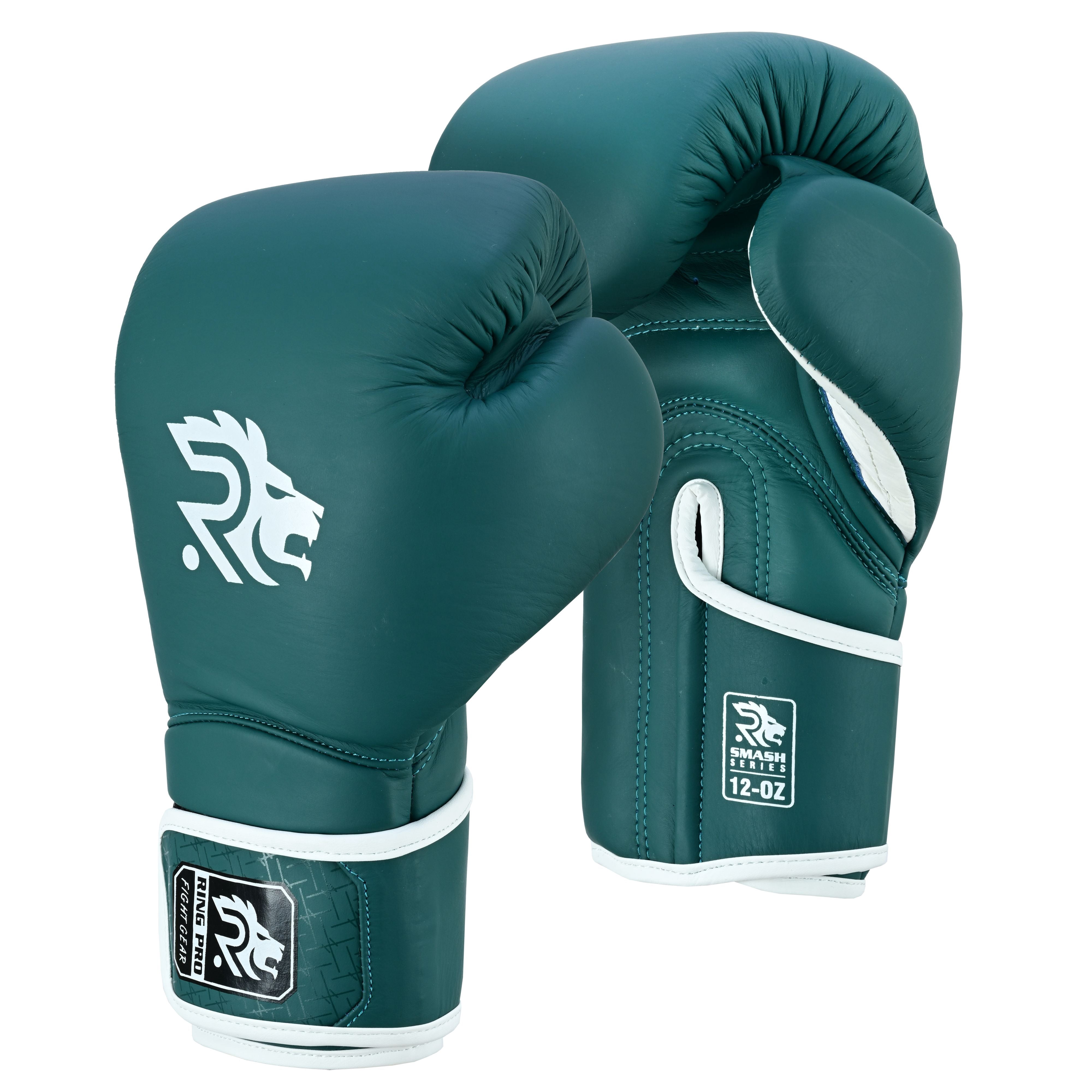 Ring Pro Sports Smash Series Boxing Glove Made of Matte Cowhide Leather for Boxing & MMA - Green 10 oz
