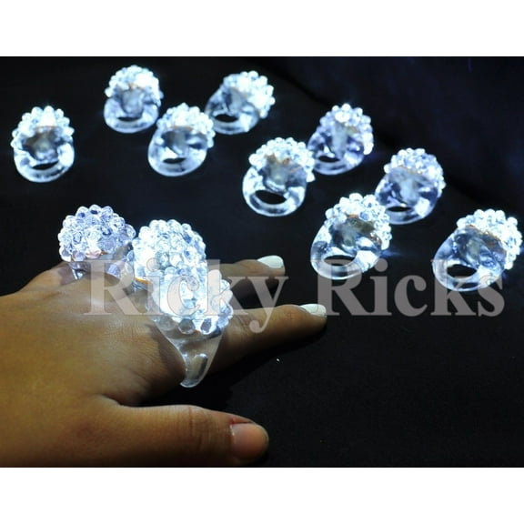 24 PCS Light-Up White Jelly Rings Flashing LED Frozen Snow Favors Blinking Bumpy