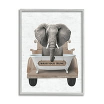 Stupell Industries Wash Your Trunk Elephant Animals & Insects Painting Gray Framed Art Print Wall Art, 16 x 20