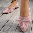 thumbnail image 5 of Crunowin Women's Lace-Up Bowknot Shoes, Pointed Toe Sweet Style Lace Trim Elegant Closed-Toe Flats Pink, 5 of 7