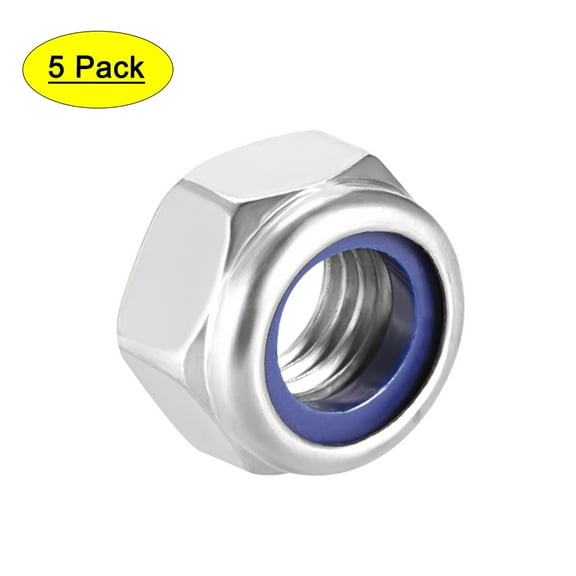 M14 x 2mm Nylon Insert Hex Lock Nuts, 304 Stainless Steel, 5 Pcs
