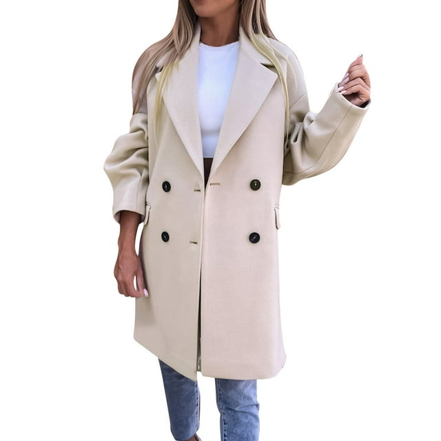 WEIYLL Veste en Polaire pour Femmes Col Costume Trench Fin Mode Vêtements Roses Taille 2TG