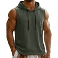 thumbnail image 2 of YanHoo Hooded Tank Tops for Men Stretchy Sleeveless Workout Shirts Solid Color Running Gym Tshirt Summer Casual Comfy Tee, 2 of 8