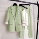 thumbnail image 1 of Blazer elegante coreano para mujer, pantalones de ocio, traje de Tweed, chaqueta, pantalones, conjunto de tres piezas, talla grande, Primavera, nuevo, 2023, 1 of 5