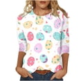 thumbnail image 2 of Easter Shirt for Women Watercolor Eggs And Floral Graphic Tunic Three Quarter Sleeve Crewneck Soft Stretch Fabric Festival Apparel Gift For Women, 2 of 6