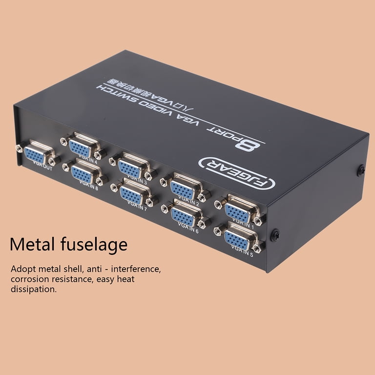 8 Port VGA Video Switcher Box 1920*1440 250MHz 8 in 1 out Support
