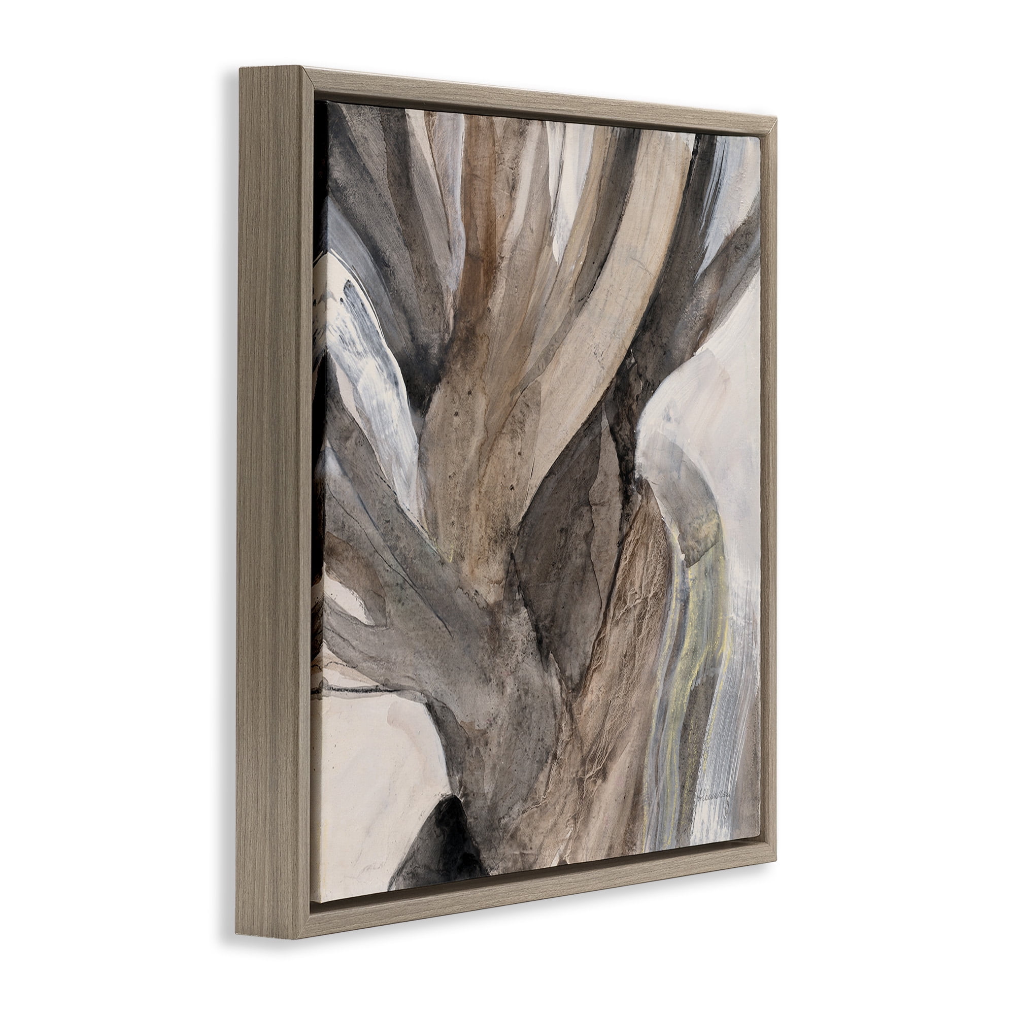 Stupell Industries Twisted Driftwood Abstraction Abstract Painting Brown Floater Framed Canvas Art Print Wall Art, 25 x 25