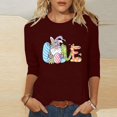 thumbnail image 1 of Xihbxyly Hauts Grande Taille pour Femmes Manches 3/4 T-shirt Imprimé Col Rond de Pâques Manches 3/4 Chandail Col Rond Cadeau de Vacances, 1 of 5