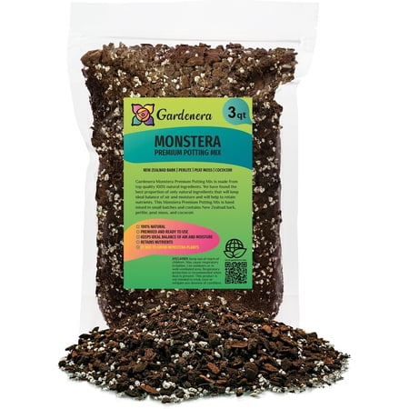 Gardenera Premium Monstera Potting Soil - Quick Drain Potting Soil for Growing and Repotting Monstera Deliciosa/Swiss Cheese Plant - 3 Quart Bag