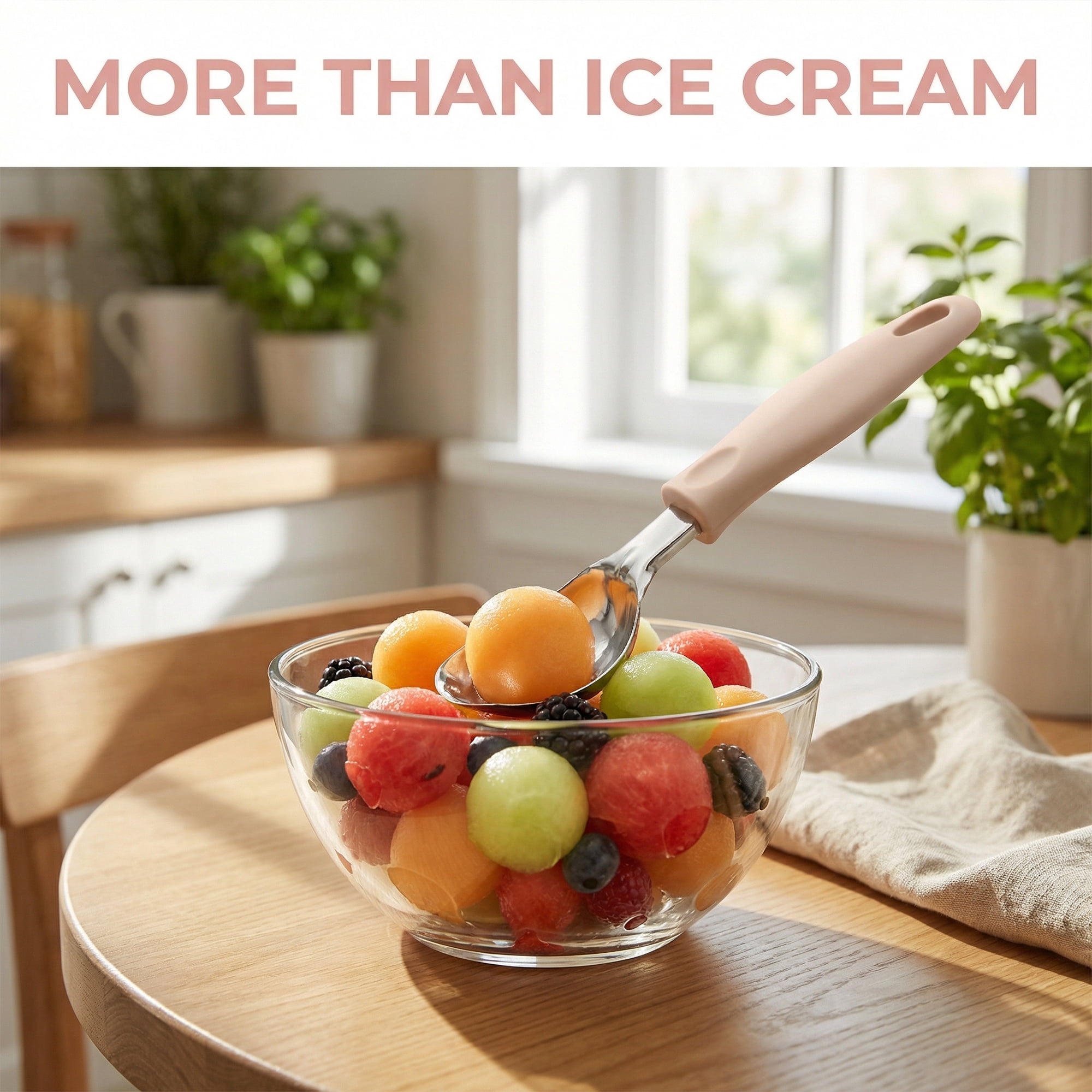 Unique Bargains Hangable Stainless Steel Ice Cream Scoop with Handle Khaki-1Pcs 7.5in