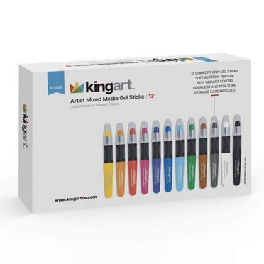 Kingart, Gel Stick Artist Mixed Media Watercolor Markers, Set of 12 Primary Colors