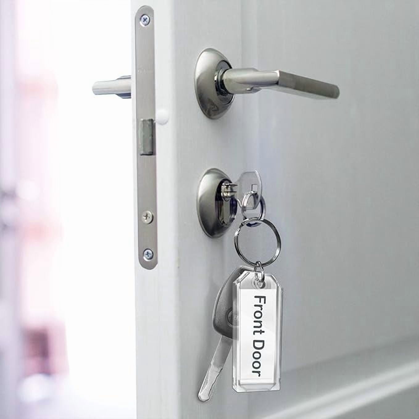 Premium Key Tag, 3 in, Clear Crystal Plastic, with Rings & Labels, 50 Count
