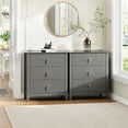 thumbnail image 2 of Fluted Dresser for Bedroom 27.5" Wide, Storage End Table Nightstand Fluted Dresser 3-Drawer Bedside Tables,Modern Chest of Drawers, Storage Organizer Cabinet for Living Room, Hallway, Entryway, 2 of 9