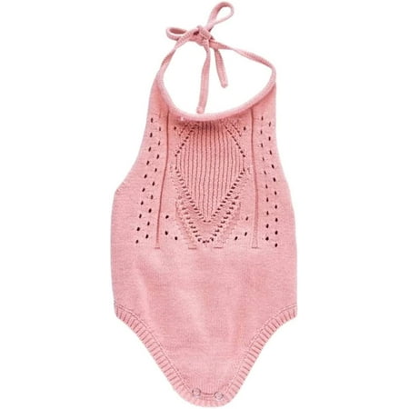 

Bailey s Blossoms Trendy Drake Crochet Halter Romper Snap Closure (Candy Pink 9-12 Months)