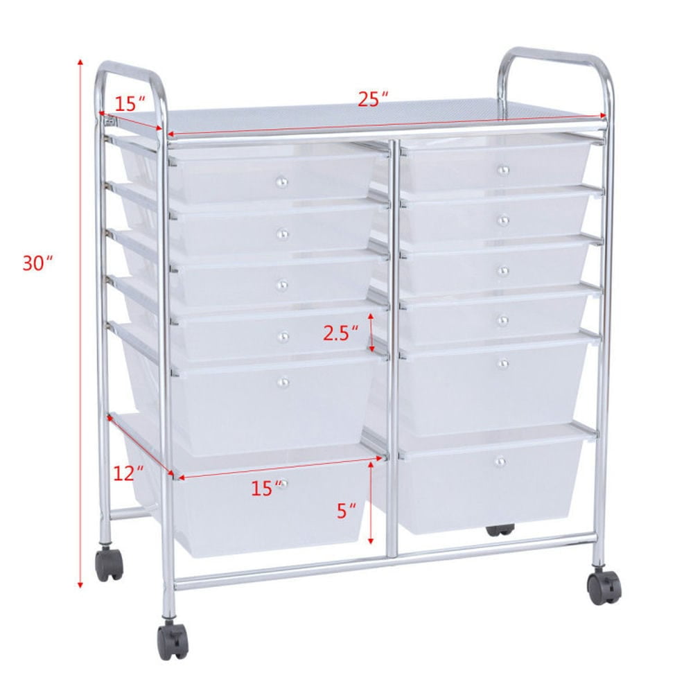Spaco 12 Storage Drawer Organizer Bins Rolling Cart, Craft Organizers and Storage, Multipurpose Organizer Cart for Home, Office, School