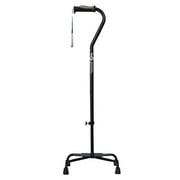 Hugo Adjustable Quad Cane for Right or Left Hand Use, Ebony, Large Base