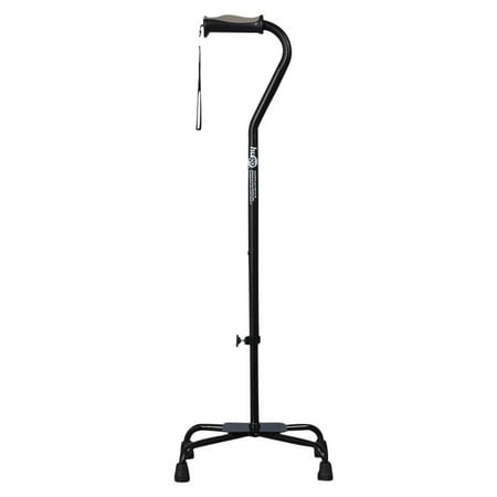 Hugo Adjustable Quad Cane for Right or Left Hand Use, Ebony, Large Base