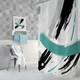 thumbnail image 4 of Black and Teal Abstract Shower Curtain, Chic Design White Grey Art Turquoise Aqua Green Fabric Shower Curtains Set for Bathroom Decorative, Restroom Decor Accessories with Hooks 72X84 Inch, 4 of 6