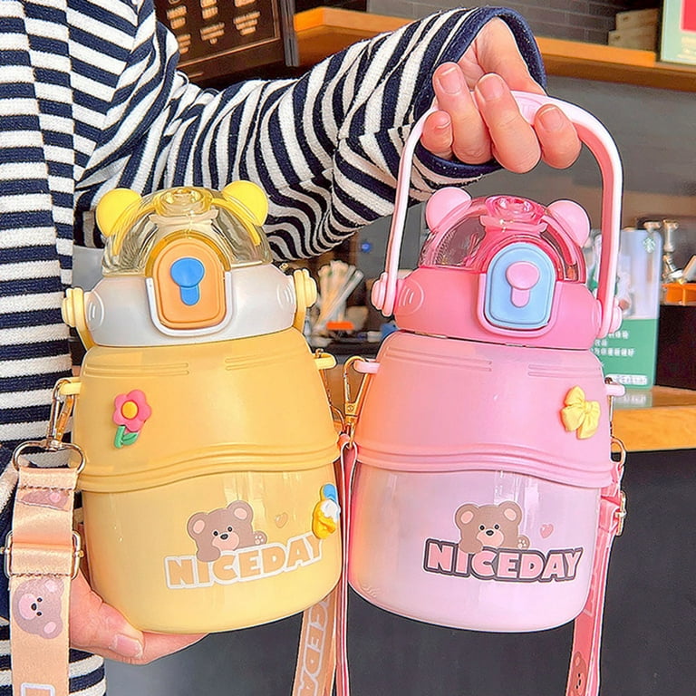 21oz 316 Stainless Steel Thermos Water Bottle For Girls With Straw Portable  Strap Large Sports Thermal Insulated Vacuum Flask