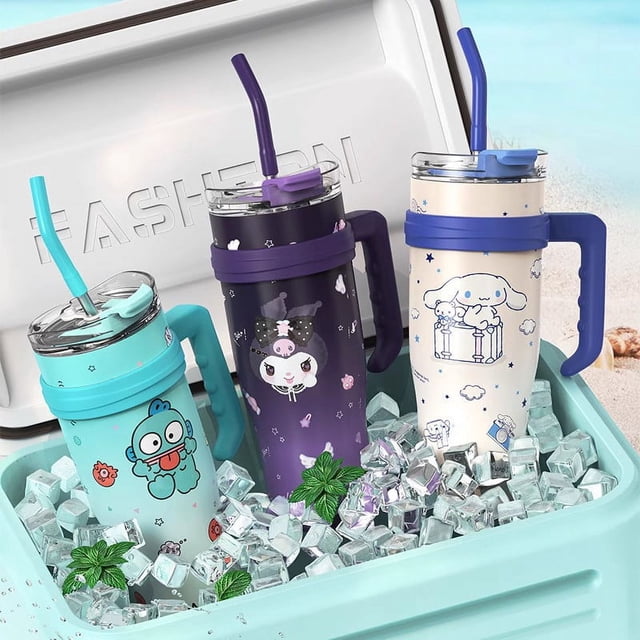 New Sanrio Thermos Cup Large Capacity Insulated Car Cup with Handle Children's Thermos Cup Hot Drink Thermos Cup with Straw Thermos Cup Coffee Thermos Cup with Handle